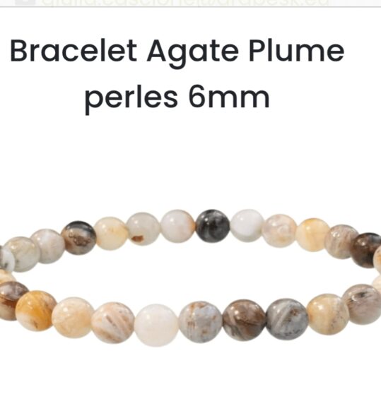Bracelet en pierre naturelle Agate Plume