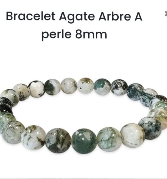 Bracelet en pierre naturelle Agate Arbre perle 8mm