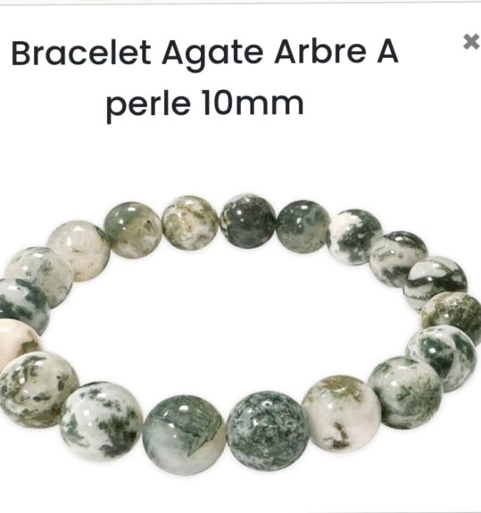 Bracelet en pierre naturelle Agate Arbre perle 10mm