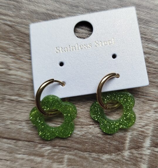 Boucle d'oreille Fleur Vert