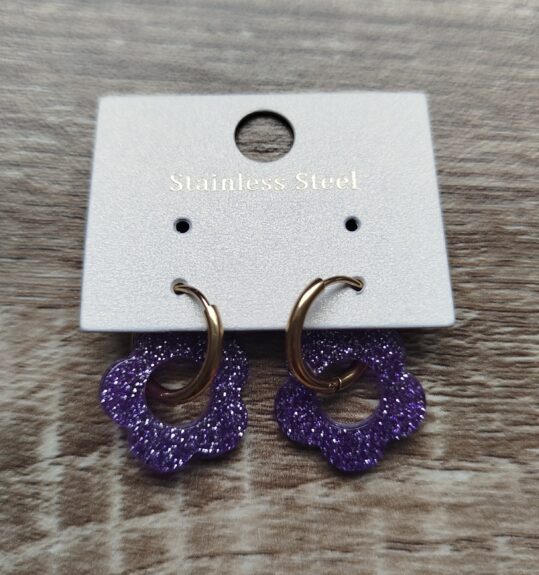 Boucle d'oreille Fleur Violet