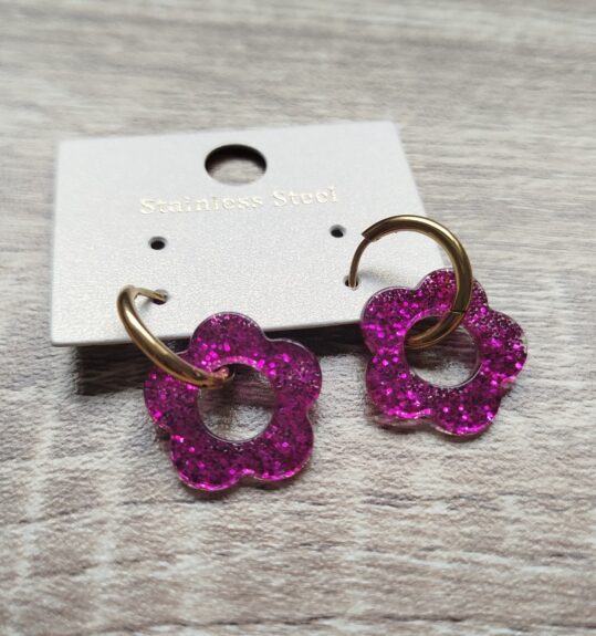 Boucle d'oreille Fleur Fuchsia