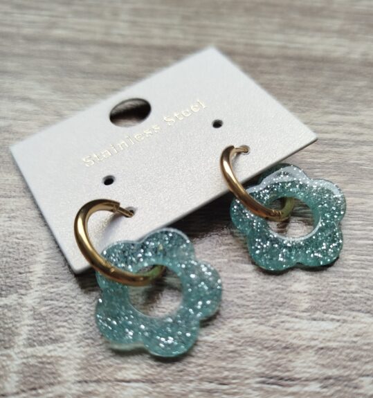 Boucle d'oreille Fleur Bleu Ciel