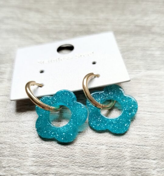 Boucle d'oreille Fleur Turquoise