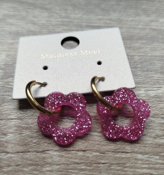 Boucle d'oreille Fleur Rose